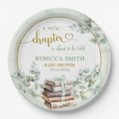Greenery Sage Storybook Baby Shower Paper Plate Pappteller (Vorderseite)