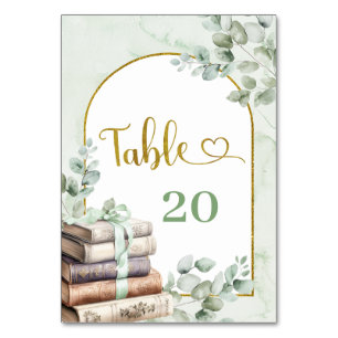 Greenery Sage Storybook Baby Shower Tischnummer