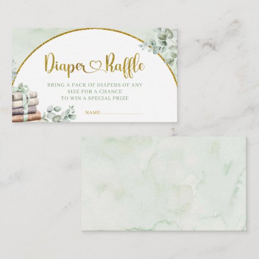 Greenery Sage Storybook Kinderdusche Windelwindeln Begleitkarte (Vorne/Hinten)