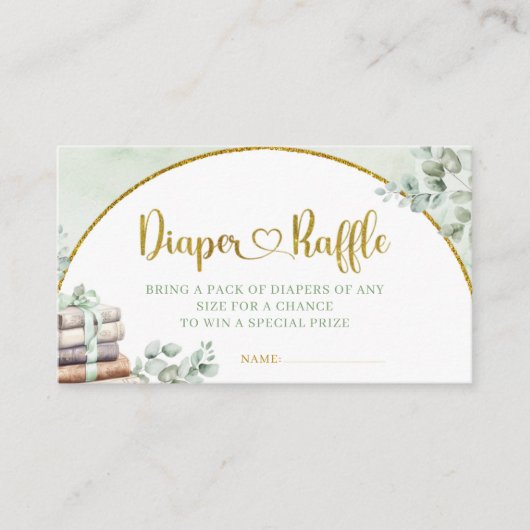 Greenery Sage Storybook Kinderdusche Windelwindeln Begleitkarte (Vorderseite)