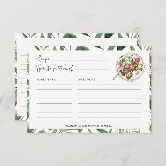 Greenery Salads Küche Brautparty Weinkarte (Vorne/Hinten)