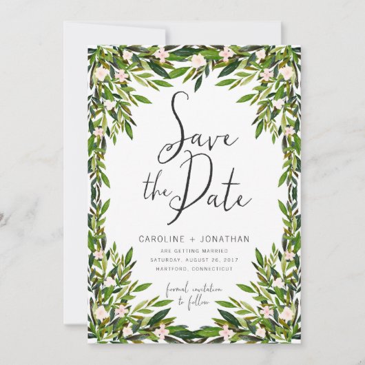 Greenery Save the Date Card (Vorderseite)