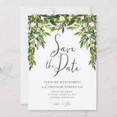 Greenery Save the Date Card Vollständige Namen (Vorderseite)