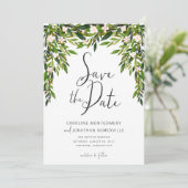 Greenery Save the Date Card Vollständige Namen (Stehend Vorderseite)