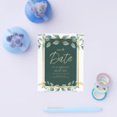 Greenery Save the Date Emerald Green Gold Flyer (Einzeln)