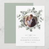 Greenery Save the Date Foto Wedding (Vorne/Hinten)