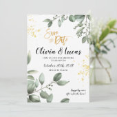 Greenery Save the Date-Karte Einladung (Stehend Vorderseite)