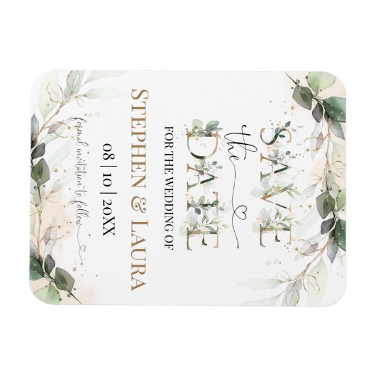 Greenery Save the Date Magnet Card (Horizontal)