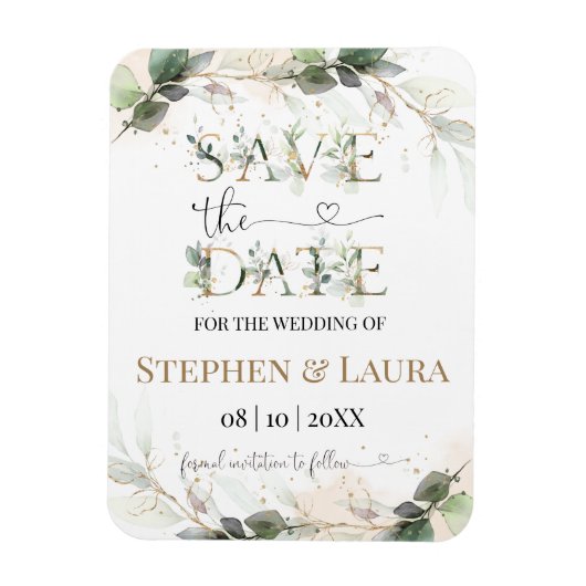Greenery Save the Date Magnet Card (Vertikal)