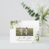Greenery Save the Date Postcard Postkarte (Stehend Vorderseite)