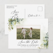 Greenery Save the Date Postcard Postkarte (Vorne/Hinten)
