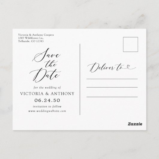 Greenery Save the Date Postcard Postkarte (Rückseite)