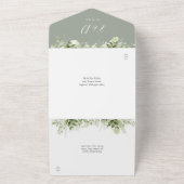 Greenery Script Hearts Sage Green Wedding All In One Einladung (Außenbereich)