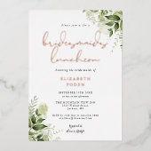 Greenery Script Monogram Bridesmaids Luncheon Foil Folieneinladung (Vorderseite)