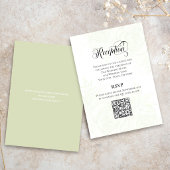 Greenery Script Wedding QR Code Reception Card Begleitkarte