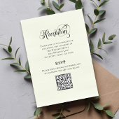 Greenery Script Wedding QR Code Reception Elegant  Begleitkarte