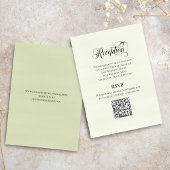 Greenery Script Wedding QR Code Reception Elegant  Begleitkarte