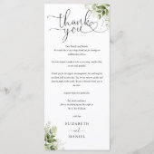 Greenery Script Wedding Vielen Dank Platzkarte Menükarte (Vorderseite)