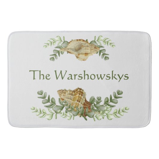 Greenery Seashell Nautical Cream Muscheln Küste 3 Badematte (Vorderseite)