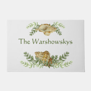 Greenery Seashell Nautical Cream Muscheln Küste 3 Fußmatte