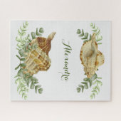 Greenery Seashell Nautical Cream Muscheln Küste Puzzle (Horizontal)