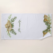 Greenery Seashell Nautical Cream Muscheln Küste Strandtuch (Vorderseite)