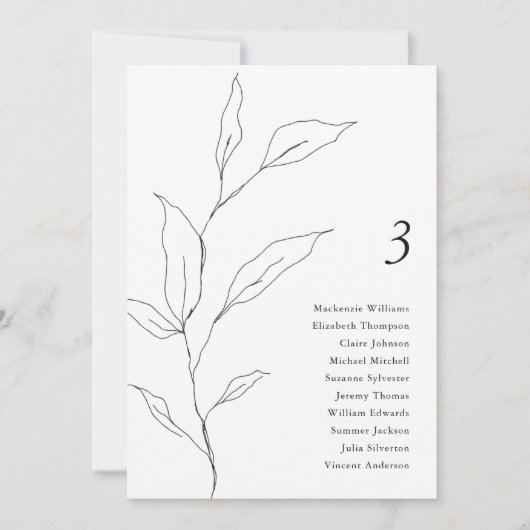 Greenery Seating Chart Card Olive Leaf Zweigstelle Einladung (Vorderseite)