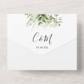Greenery Signature Script Monogram Wedding All In One Einladung (Rückseite)