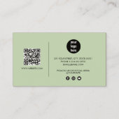 Greenery Signature Script QR Code Rustic Kraft Visitenkarte (Rückseite)