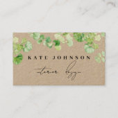 Greenery Signature Script QR Code Rustic Kraft Visitenkarte (Vorderseite)