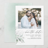 Greenery Silver Blätter Boho Save the Date Foto (Vorne/Hinten)