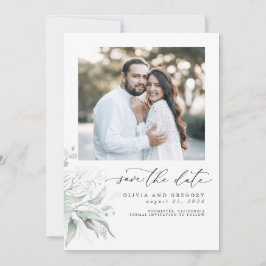 Greenery Silver Blätter Boho Save the Date Foto
