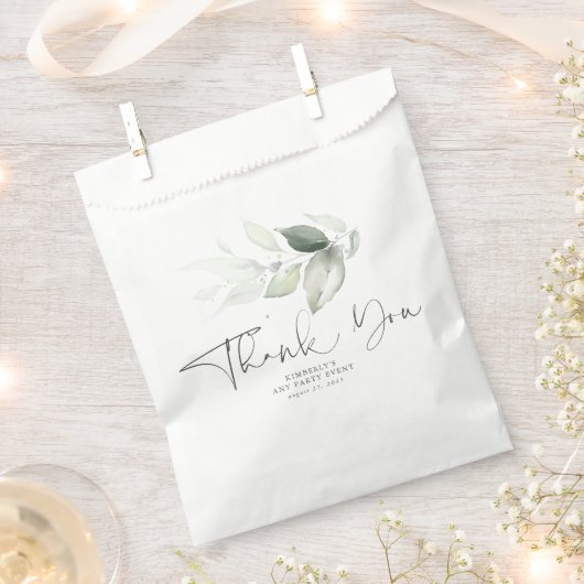 Greenery Silver Blätter Elegant Vielen Dank Geschenktütchen (Ausgeschnitten)