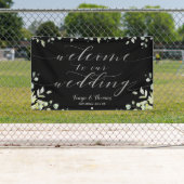 Greenery Silver Calligraphy Black Begrüßung Banner (Insitu)