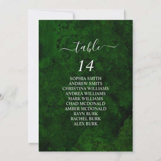 Greenery & Silver Calligraphy Seating Chart Cards Einladung (Rückseite)