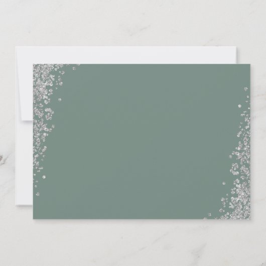 Greenery Silver Glitter First Holy Communion Foto Einladung (Rückseite)