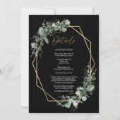 Greenery Simple Black Monogram All in one Wedding Einladung (Rückseite)