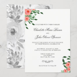 Greenery Simple Peach Blume Einladungen Hochzeiten
