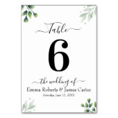 Greenery Simple Wedding Tischnummer (Vorderseite)