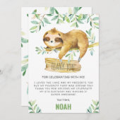 Greenery Sloth Sleepover Slumber Pajama Geburtstag Dankeskarte (Vorne/Hinten)