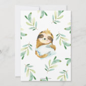 Greenery Sloth Slumber Sleepover Pajama Geburtstag Einladung (Rückseite)