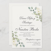 Greenery Spanish Wedding Einladung (Vorne/Hinten)