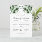 Greenery Spanish Wedding Einladung (Stehend Vorderseite)