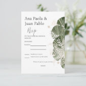 Greenery Spanish Wedding RSVP Karte (Stehend Vorderseite)