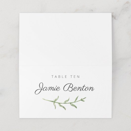 Greenery Sprig Wedding/Event-Platzkarte Platzkarte (Außenseite Aufgefaltet)