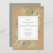 Greenery Spring Blätter Rustic Kraft Wedding Einladung (Vorne/Hinten)