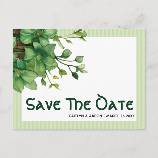 Greenery St. Patricks Day Celtic Save the Date Postkarte (Vorderseite)