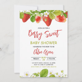 Greenery Strawberry Baby Shower Einladung