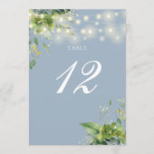 Greenery String Lights Dusty Blue Tischnummer (Vorderseite)