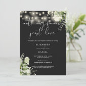 Greenery String Lights Elopement Wedding Reception Einladung (Stehend Vorderseite)